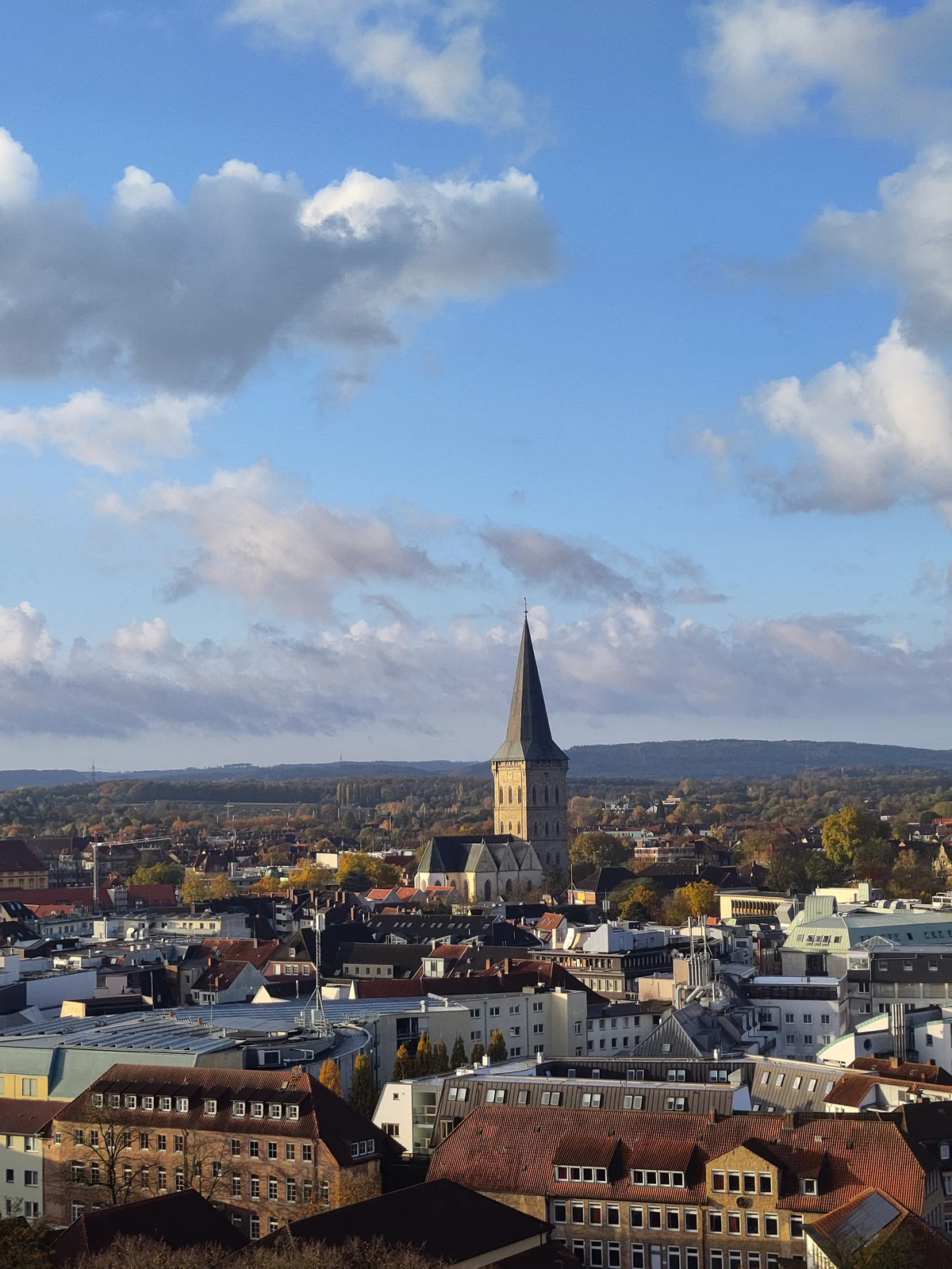 Panoramic view over Osnabrück city center from Marienkirche tower towards St. Katharinen